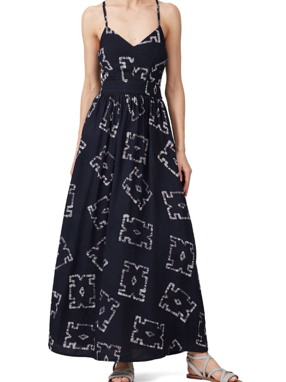 The Odells Navy Miro Open Back Flowy Maxi Dress XS